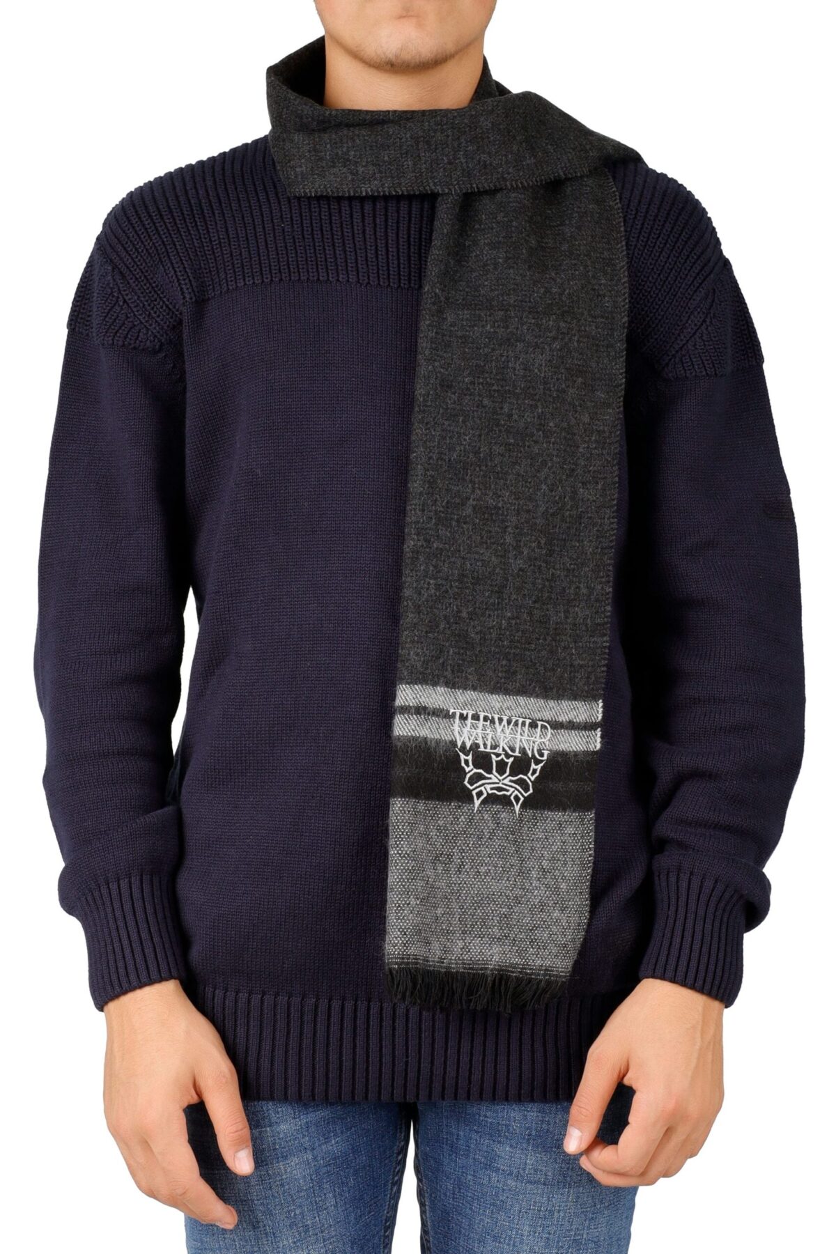 THE WILD WALKING Erkek çizgi desenli atkı 9061 - Görsel 2